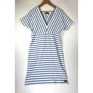 Saint James Dress Small White Blue Stripe Nautical Cotton Knit Made in France